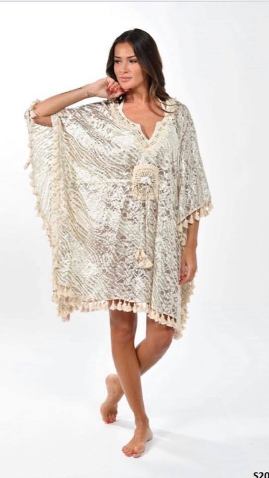 One size fits all tassel poncho