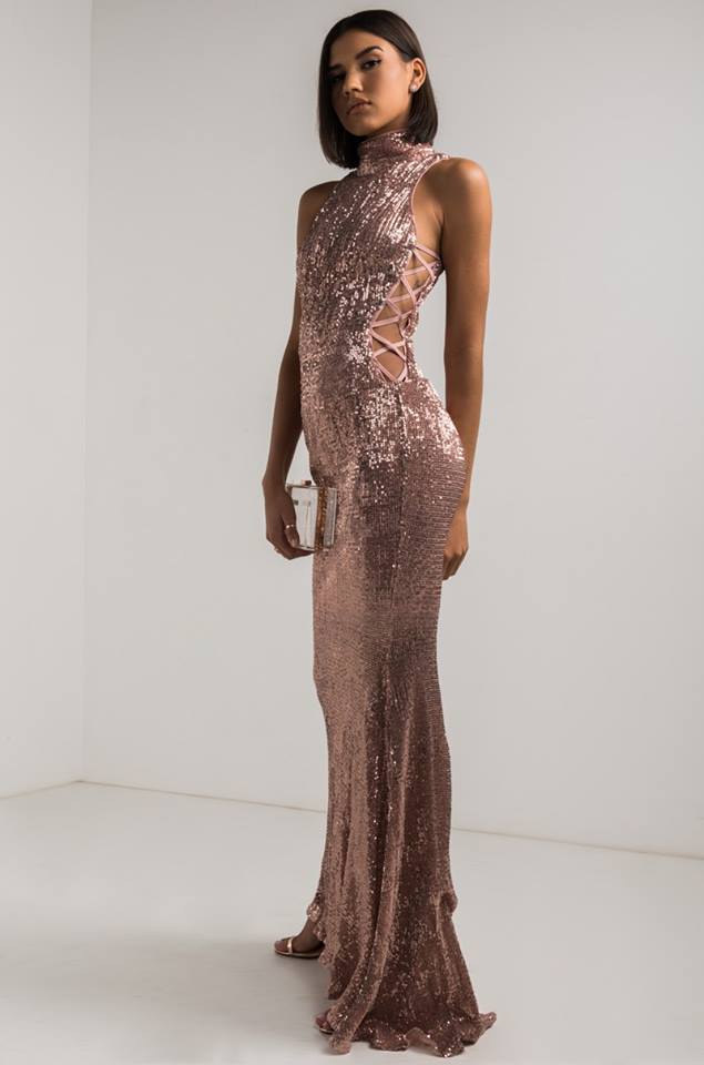 accessories for rose gold sequin dress